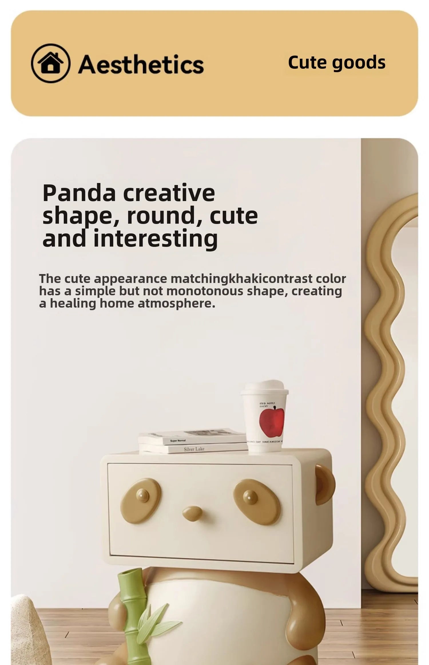 Cute Panda Bedside Table, Creative Floor Storage Ornament, Living Room, Bedroom, Sofa, Side Cabinet, Home Decoration, Furniture - ๐๐ฎ ๐๐๐ ๐น๐๐๐๐ ๐ป๐๐๐๐ ๐๐