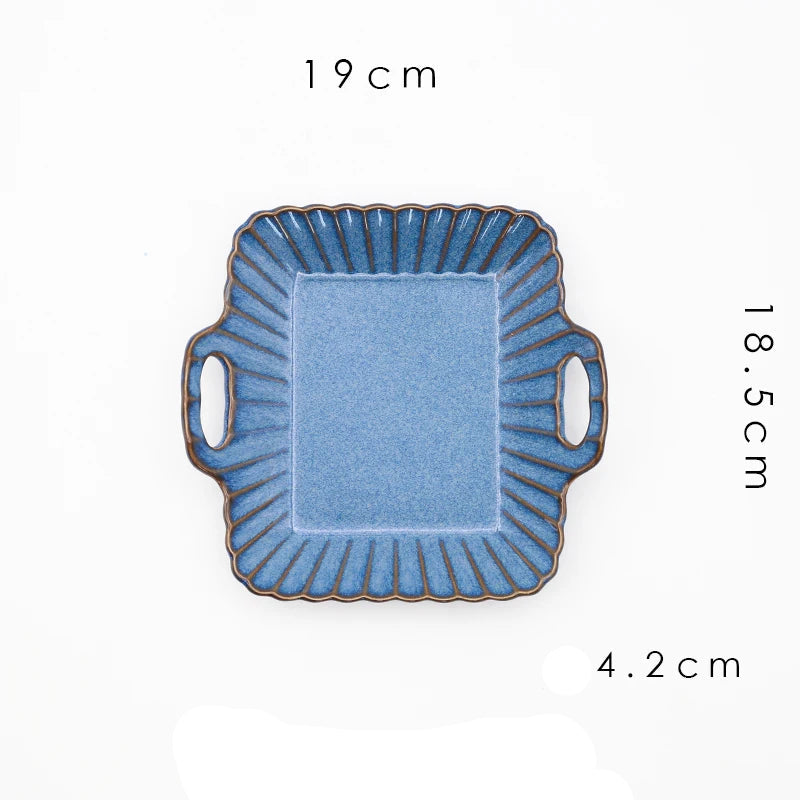 MC THE BLACK DIAMOND Western dinnerware set featuring kiln-varied glaze tableware with plates and bowls for elegant dining.