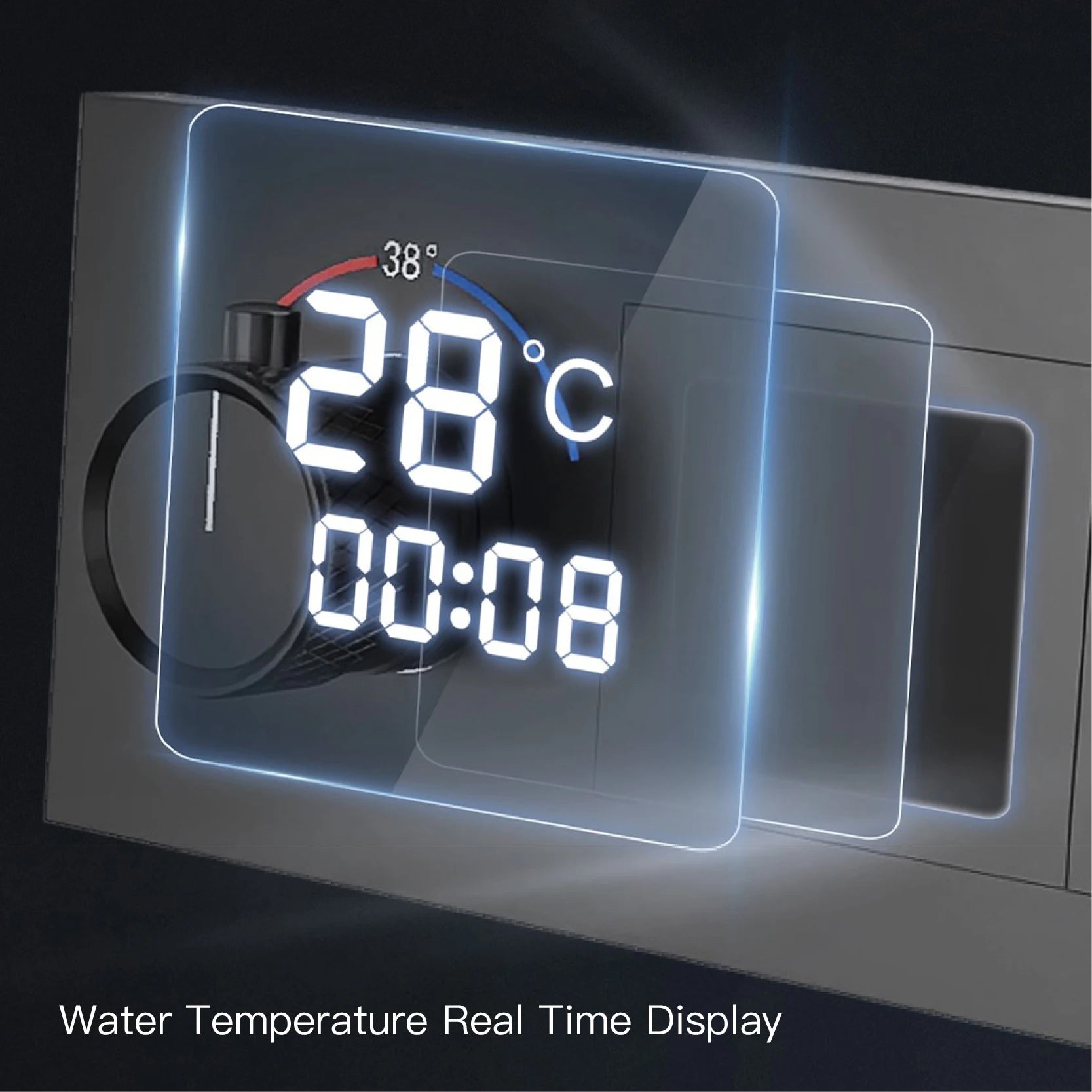 AITANA Luxury Brass Gunmetal LED Display Thermostatic Shower System Bathroom Ceiling embedded concealed giant curtain Rainfall - https://mohammadcollection.com