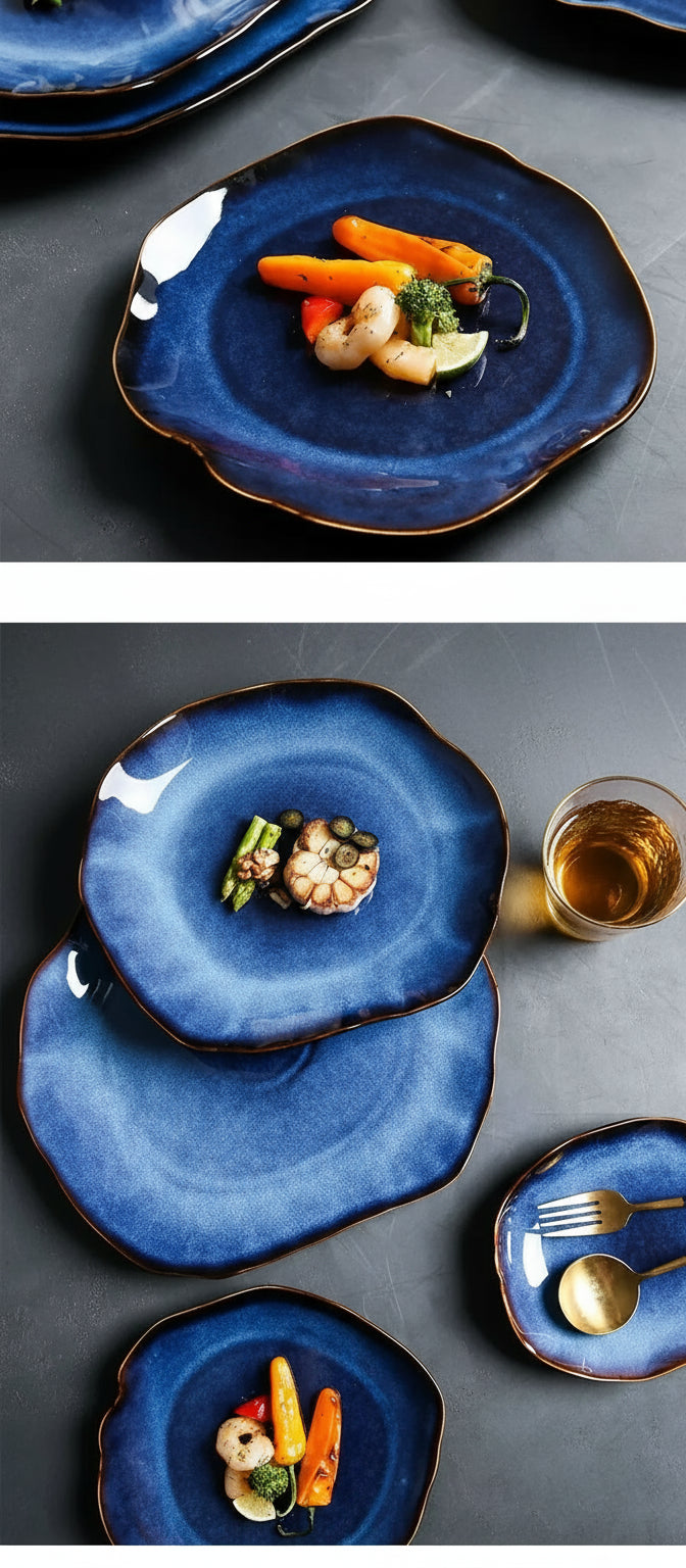 Deep blue ceramic flat plate by 𝕄𝕔 𝕋𝕙𝕖 𝔹𝕝𝕒𝕔𝕜 𝔻𝕚𝕒𝕞𝕠𝕟�
