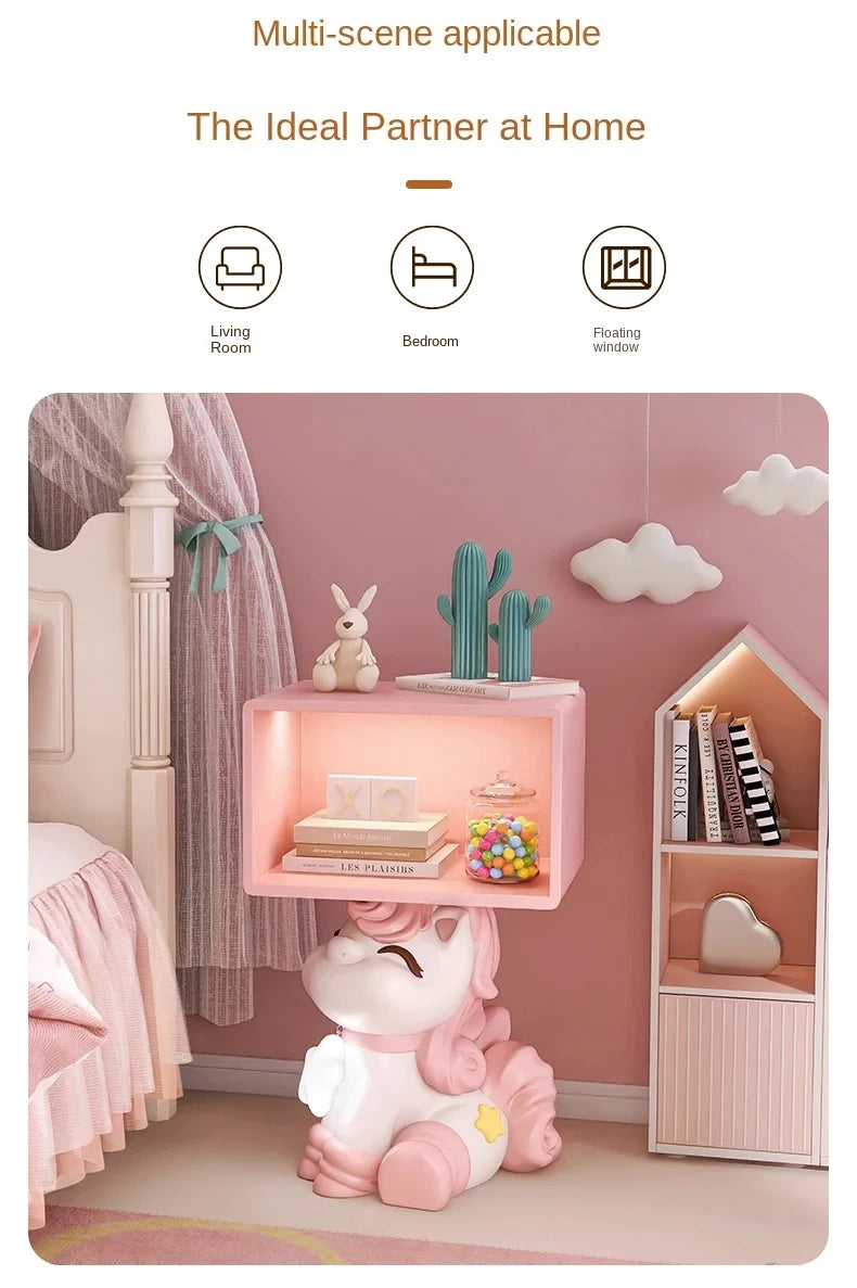 Bedroom Bedside Table Girl Room Decoration Accessories Creative Pink Furniture Gift Modern Cream Style Cartoon Horse Night Stand - 𝕄𝕮 𝕋𝕙𝕖 𝔹𝕝𝕒𝕔𝕜 𝔻𝕚𝕒𝕞𝕠𝕟𝕕