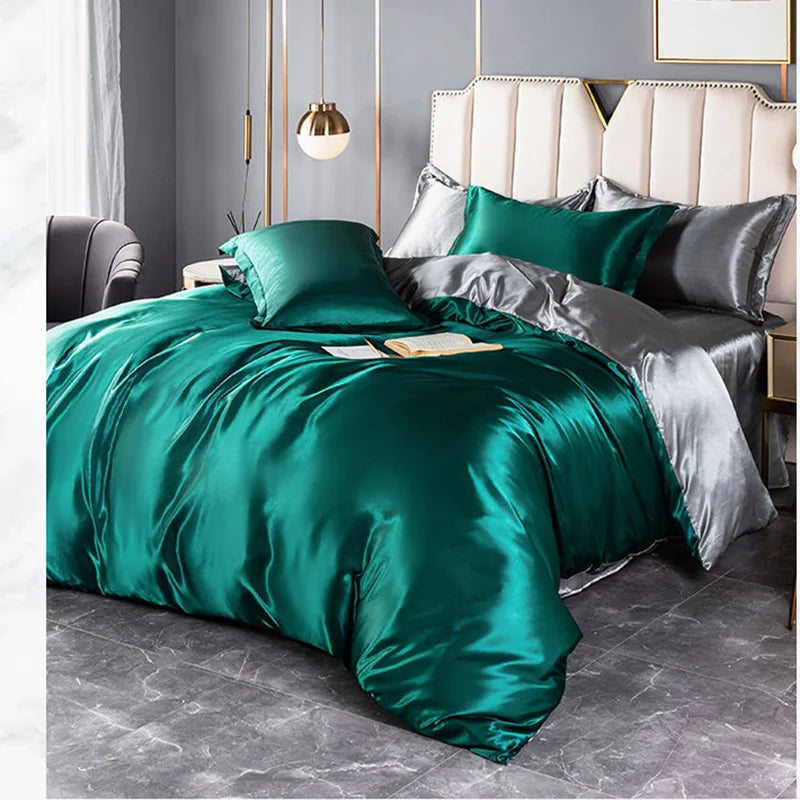 Luxury Mulberry satin bedding set with silky duvet cover and sheets, soft skin-friendly high-end queen bedsheets from ๐๐ ๐๐๐ ๐น๐๐๐๐ ๐ป๏ฟฝ