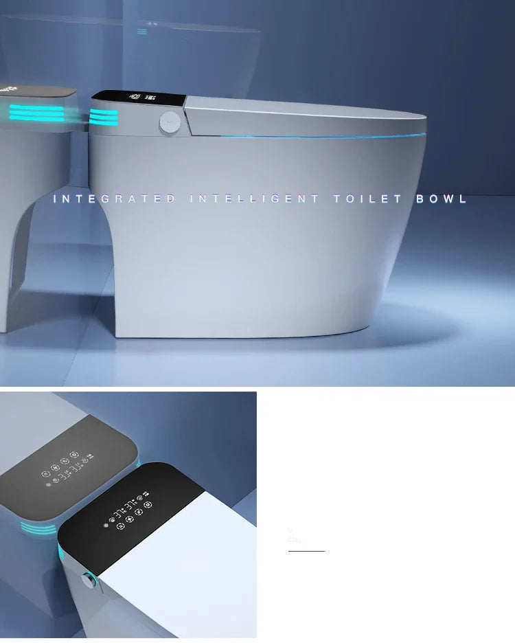 Automatic MC THE BLACK DIAMOND smart toilet with voice control, instant hot water, and no water pressure limit, modern bathroom fixture.