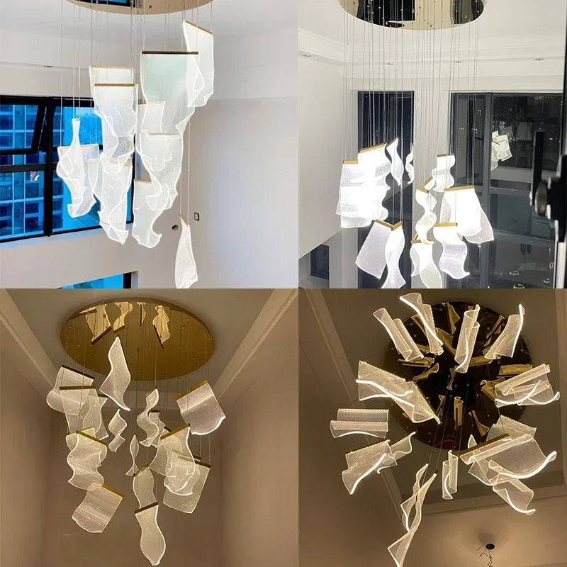 Modern LED chandelier from MC THE BLACK DIAMOND featuring sleek lighting fixtures for living and dining room decor.