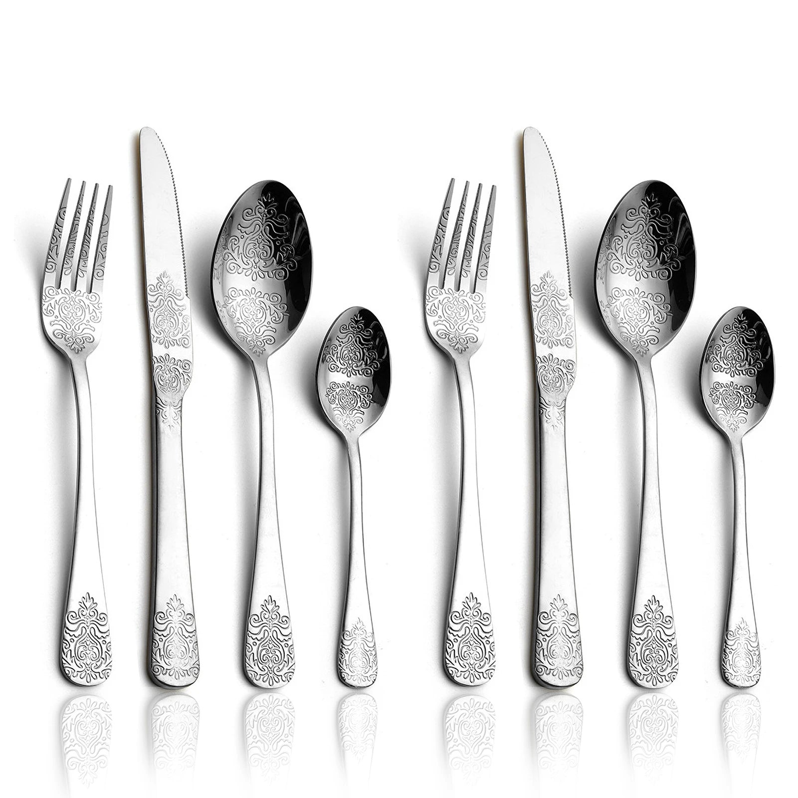16/24-piece silverware set by MC The Black Diamonds, stainless steel gold cutlery kit with forks, knives, spoons for kitchen use