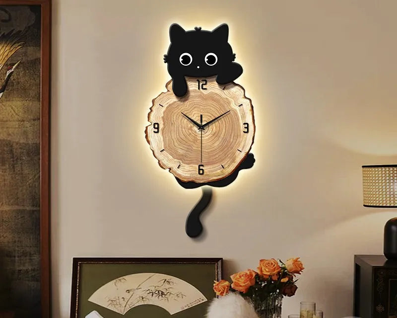 MC THE BLACK DIAMOND wall clock with LED light painting and cartoon poster design, luminous wall art decoration for living rooms