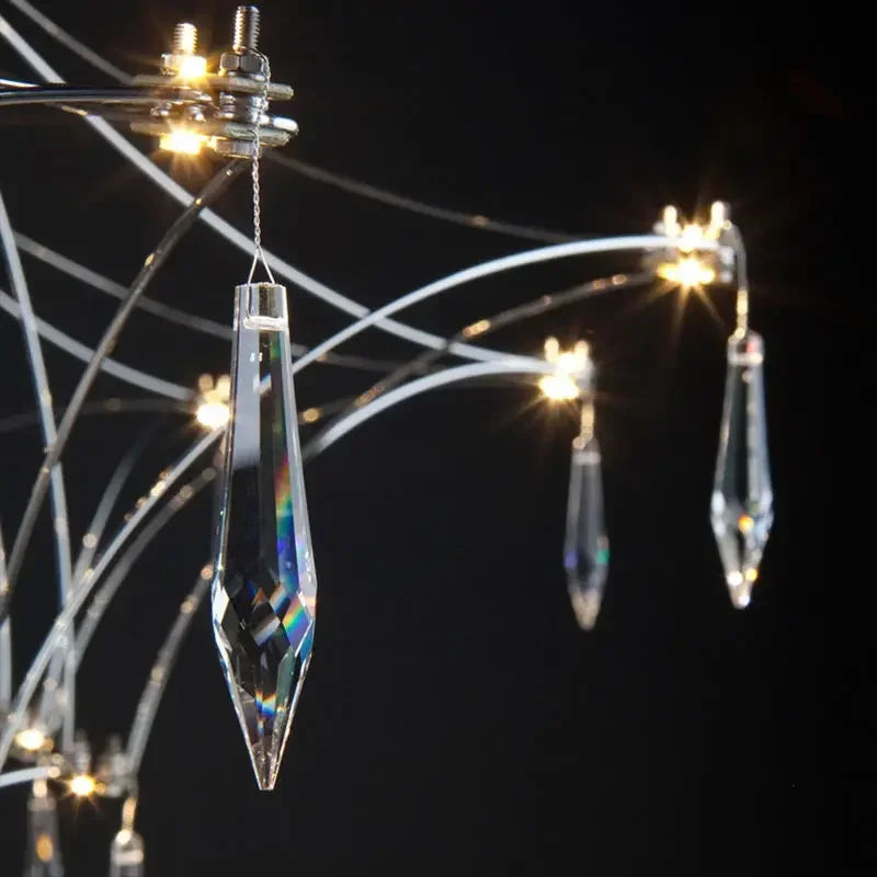 Modern chrome-plated luxury crystal chandelier by MC THE BLACK DIAMOND, featuring sparkling crystals and elegant lighting for living rooms.
