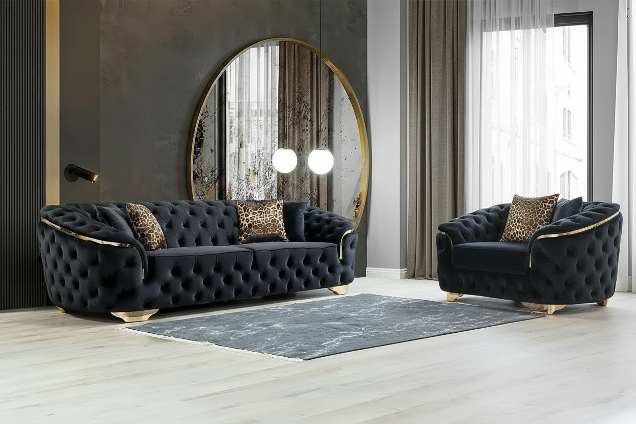 Black velvet 2-seater sofa from ๐๐ ๐๐๐ ๐น๐๐๐๐ ๐ป๐๐๐๐ ๐