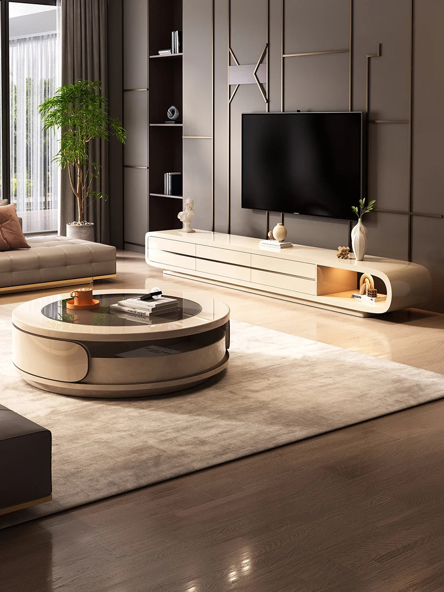 Minimalist Nordic-style coffee table by MC THE BLACK DIAMOND, featuring sleek, aesthetic design with a luxurious modern look.