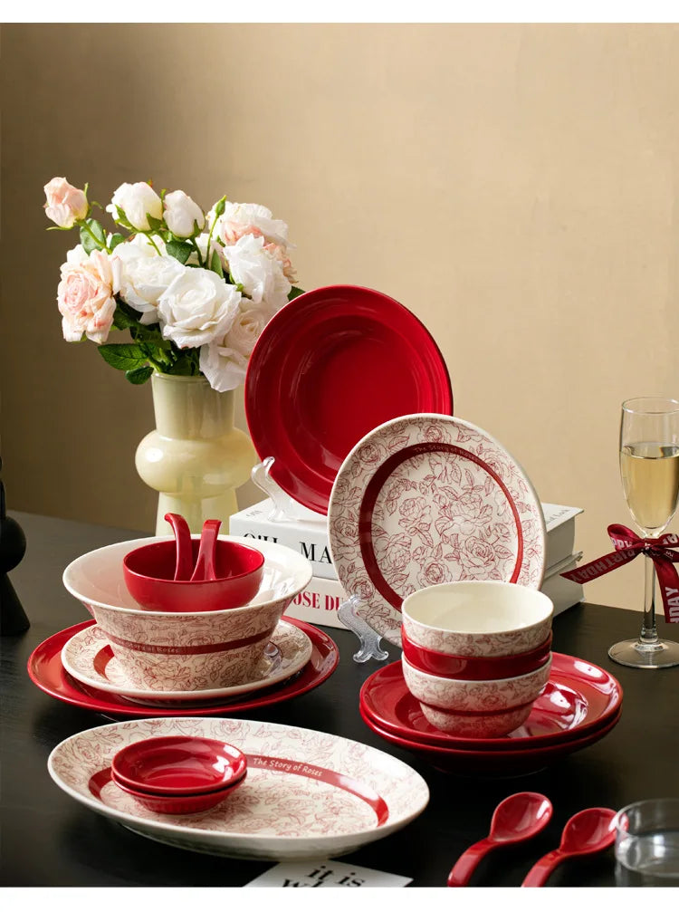 Red retro ceramic steak plate from ๐๐ ๐๐๐ ๐น๐๐๐๐ ๐ป๐๐๐๐ ๐๏ฟฝ