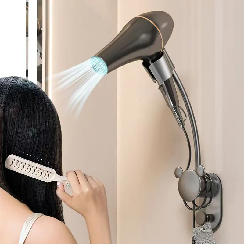 Hair Dryer Holder Bathroom Shelf Without Drilling Adjustable Wall Hanging Free Of Hands Universal Storage Rack Bathroom Shelf - https://mohammadcollection.com