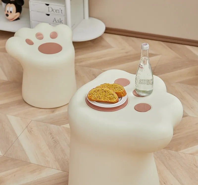 Cream style coffee table, living room, home, small apartment, modern light luxury French cat paw coffee table, cat paw stool - https://mohammadcollection.com