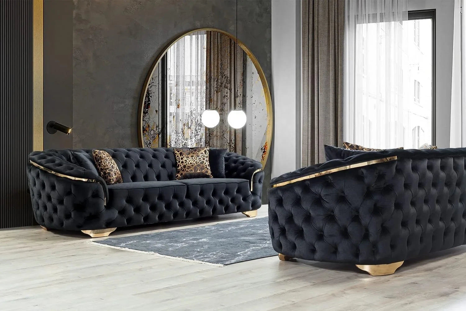 Black velvet 2-seater sofa from ๐๐ ๐๐๐ ๐น๐๐๐๐ ๐ป๐๐๐๐ ๐