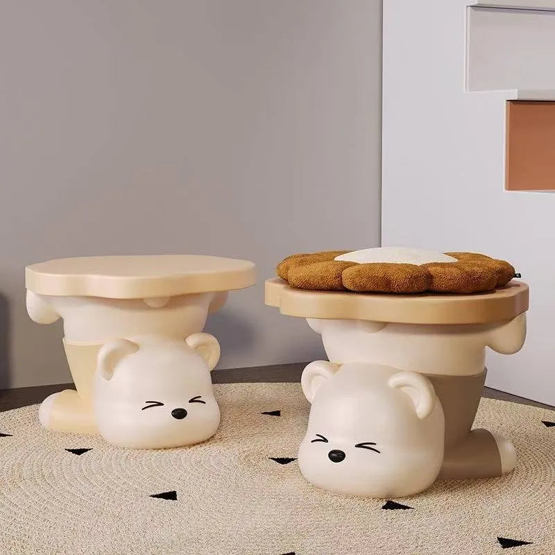 Cute bear can sit at the door of the shoe changing stool Cartoon household shoe cabinet Entry porch Wear shoe stool decorations - https://mohammadcollection.com