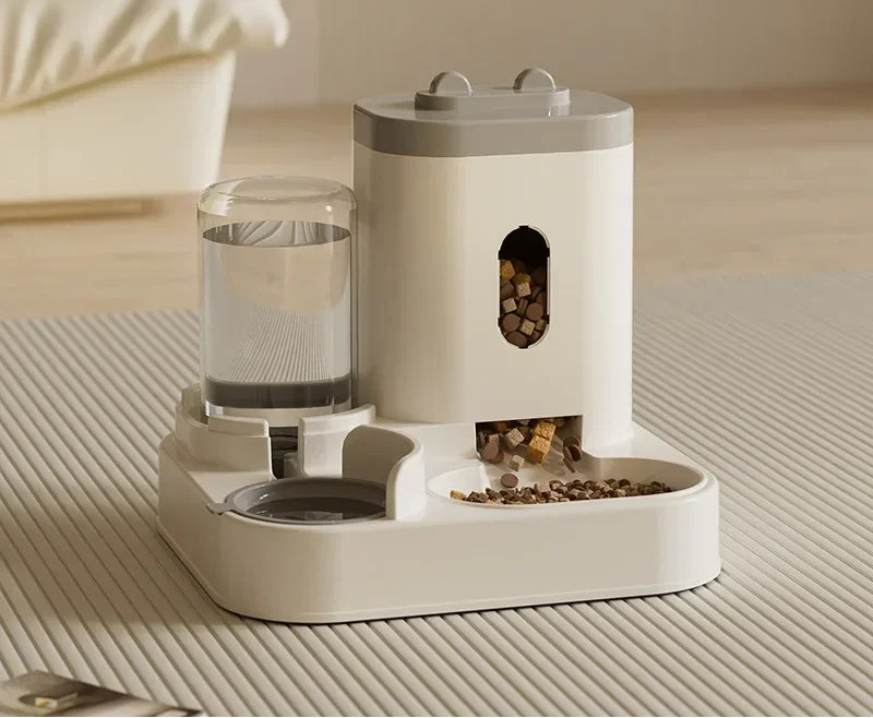 Automatic pet feeder and water fountain by MC THE BLACK DIAMOND, large capacity food dispenser for dogs and cats.