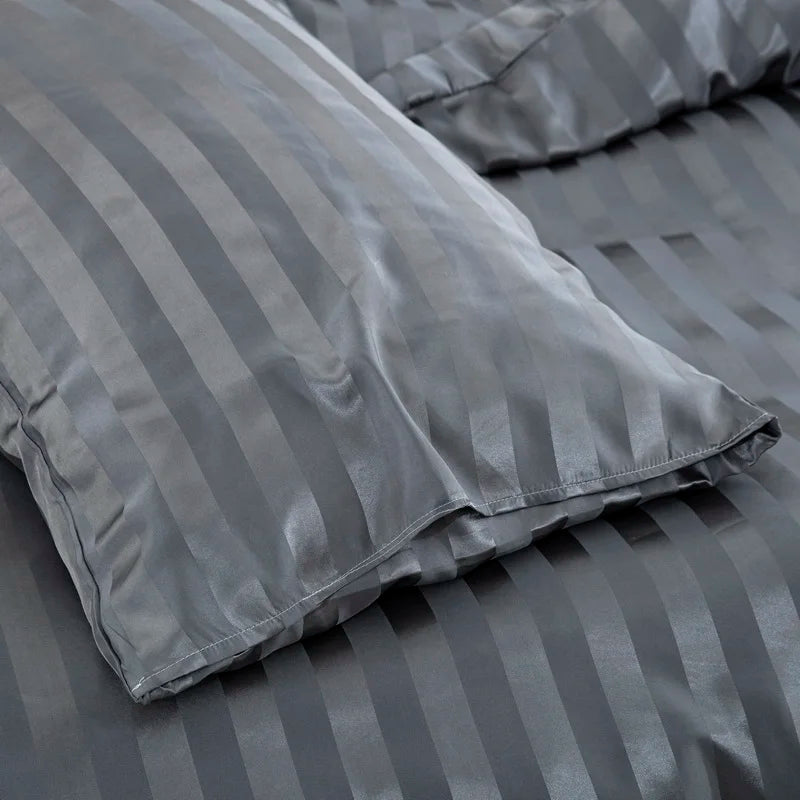 Ivory white satin striped duvet cover set by 𝕄𝕔 𝕋𝕙𝕖 𝔹𝕝𝕒𝕔𝕜 𝔻𝕚𝕒𝕞𝕠�