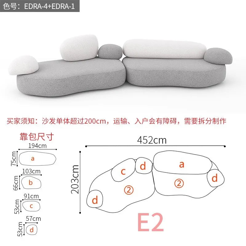 Creative Sofa Light Luxury Italian Pebble Fabric Compression Sofa Special-shaped Living Room New Sponge Rock Sofa Bed - https://mohammadcollection.com