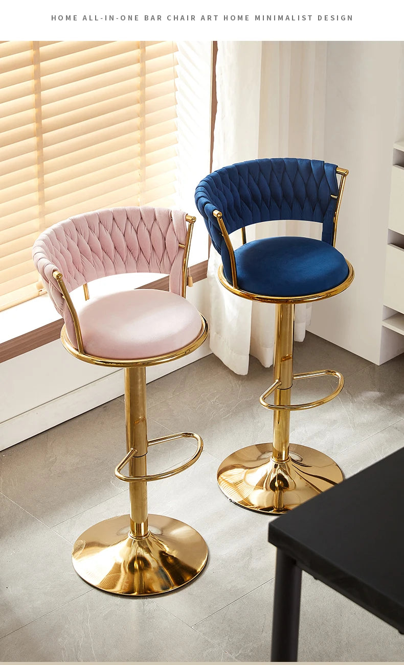 Rotating Lifting Bar Chair, High Foot Stool, Nordic Furniture, Backrest, Velvet Bar Stool, Bar Stools For Kitchen, Counter Stool - ๐๐ฎ ๐๐๐ ๐น๐๐๐๐ ๐ป๐๐๐๐ ๐๐