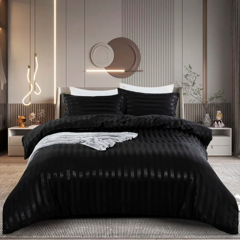 Luxury ivory white satin striped duvet cover set by 𝕄𝕔 𝕋𝕙𝕖 𝔹𝕝𝕒𝕔𝕜 𝔻𝕚𝕒𝕞𝕠�