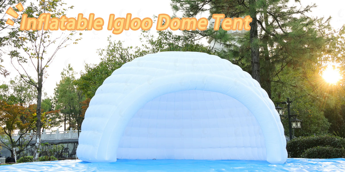 Inflatable MC THE BLACK DIAMOND igloo dome tent, a premium air-supported pop-up tent with a rounded, inflatable design.