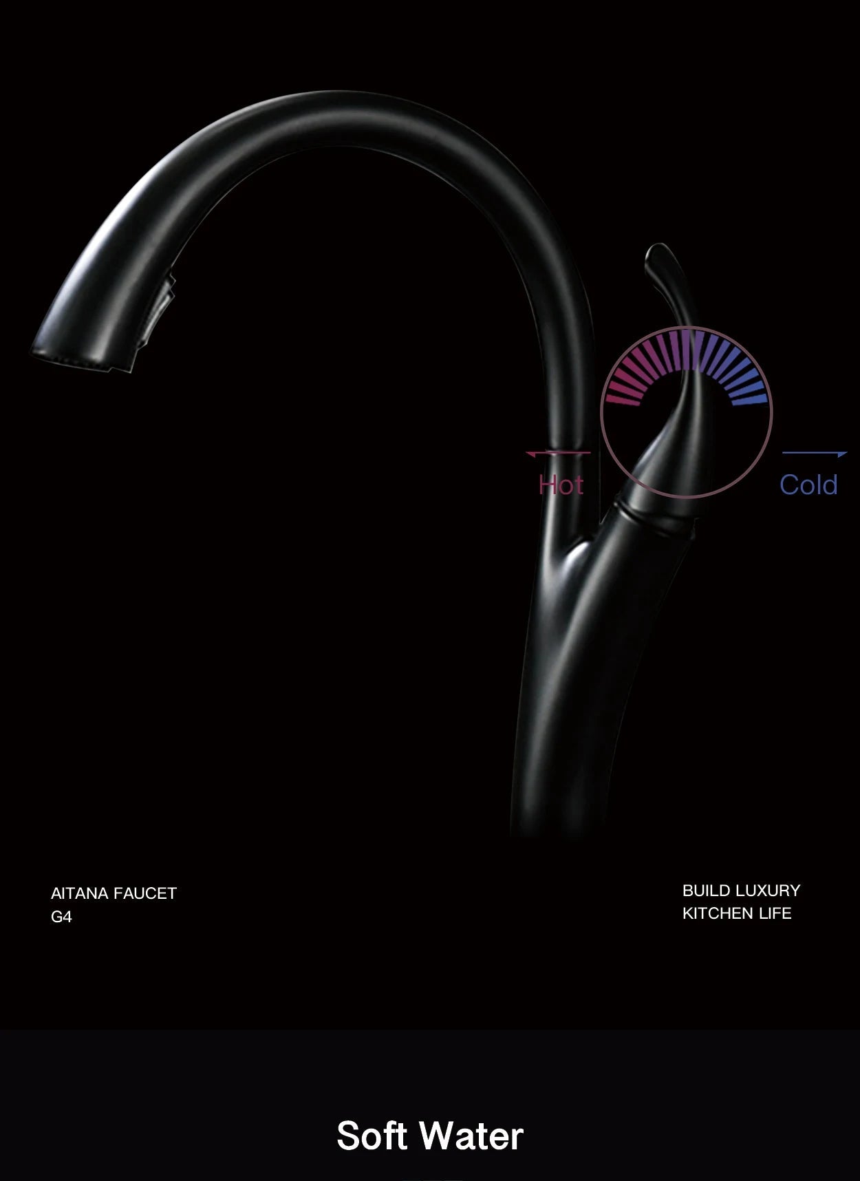 Modern black brass kitchen faucet by MC THE BLACK DIAMOND with single handle, pull-out spray, hot and cold water, sleek design