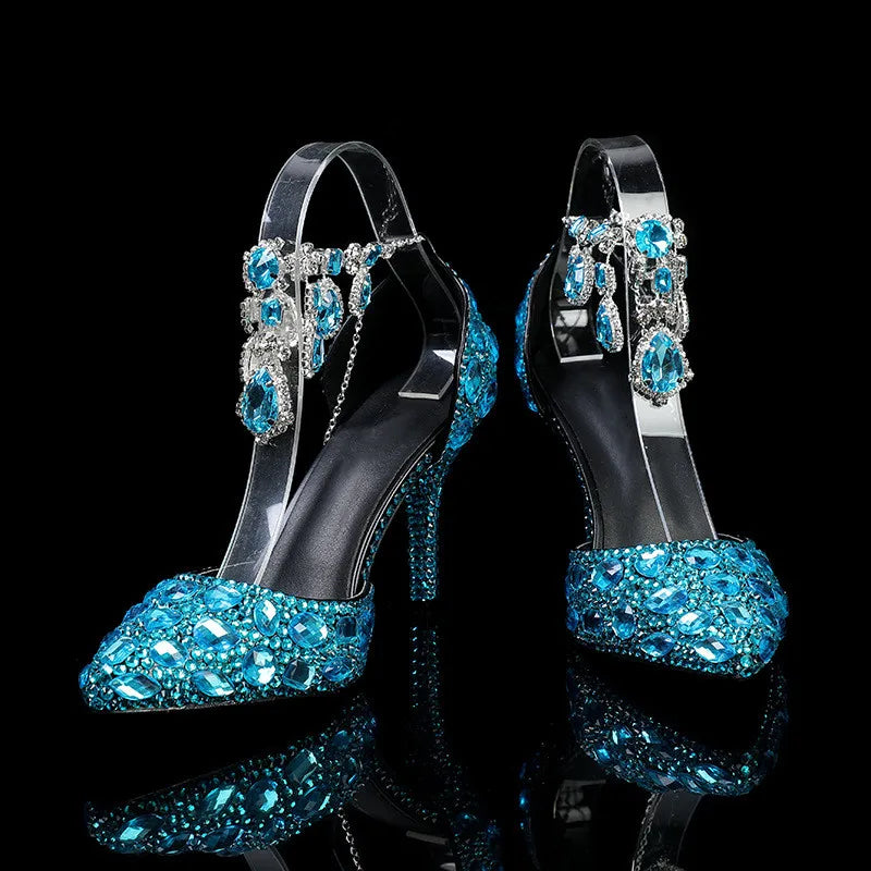 Bling Luxury Handmade Full Rhinestones Women Pumps Fashion Diamonds Crystal Pendant Banquet High heels Party Prom Wedding Shoes - https://mohammadcollection.com