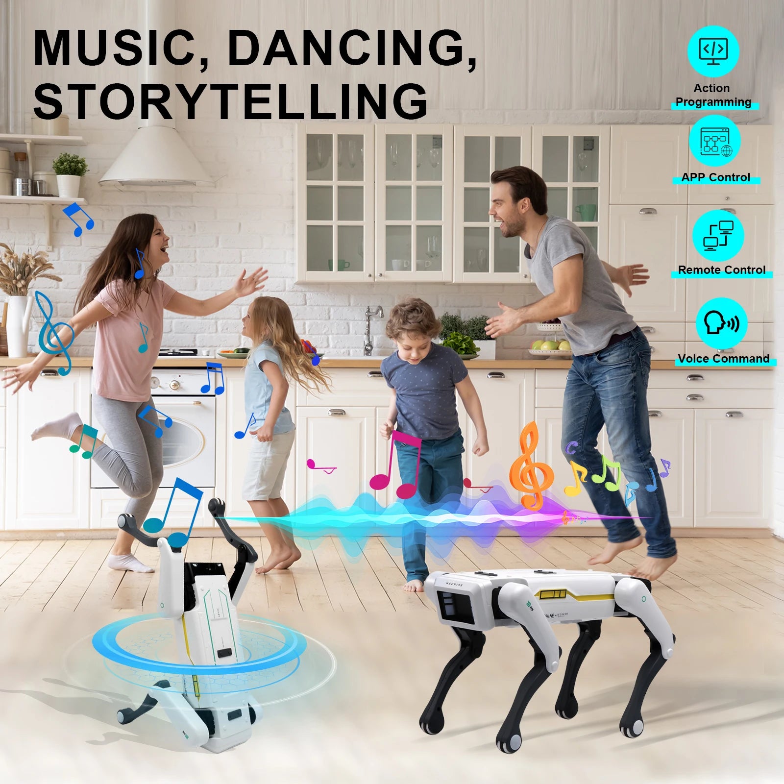 MC THE BLACK DIAMOND AI RC Robot Dog with voice dialogue, singing, dancing, and remote control features for kids&