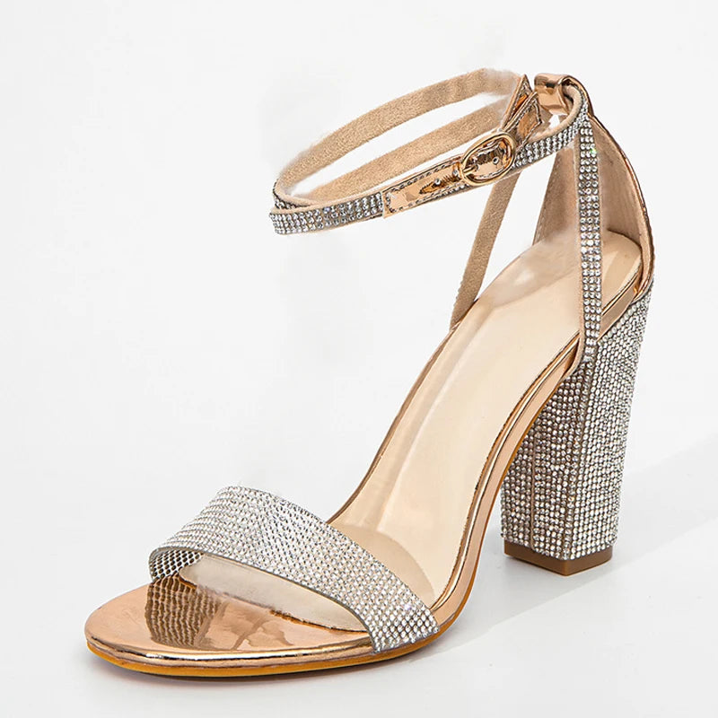 Liyke Fashion glitter rhinestones square high heels sandals with open toe design, black color, by 𝕄𝕮 𝕋𝕙𝕖 𝔹𝕝𝕒𝕔𝕜 𝔻𝕚