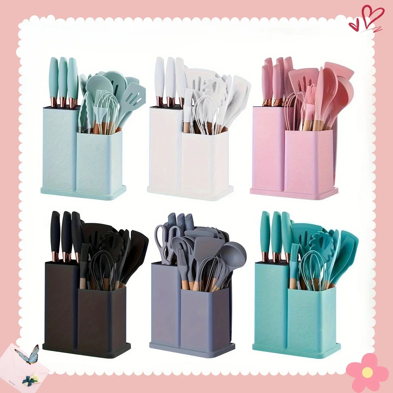 Set of 19 non-stick silicone kitchen utensils including spatulas and spoons from ๐๐ ๐๐๐ ๐น๐๐๐๐ ๐ป๐๐๏ฟฝ