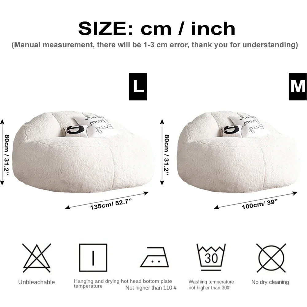 MC THE BLACK DIAMOND giant bean bag sofa bed pouf with no filling, soft fabric, and plush stuffed design for comfortable seating.