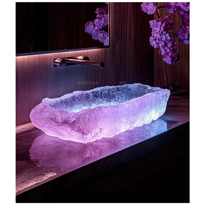 Resin dream crystal stone wash basin custom sales office model room bathroom single basin art table basin - https://mohammadcollection.com