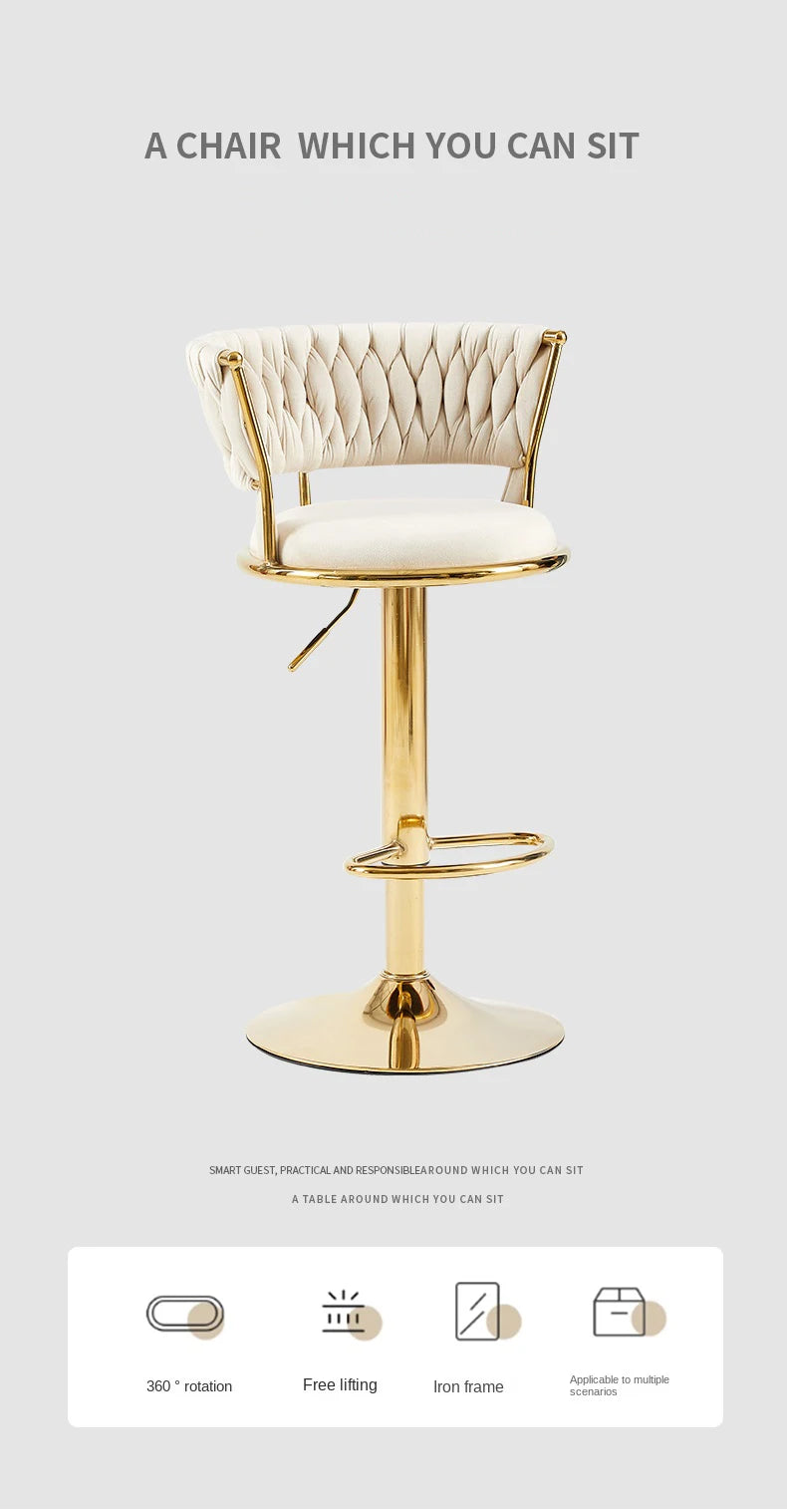 Rotating Lifting Bar Chair, High Foot Stool, Nordic Furniture, Backrest, Velvet Bar Stool, Bar Stools For Kitchen, Counter Stool - ๐๐ฎ ๐๐๐ ๐น๐๐๐๐ ๐ป๐๐๐๐ ๐๐