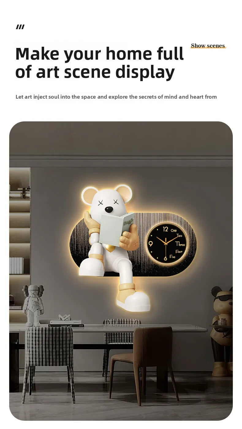Creative Living Room Decoration Wall Clock Modern Design Cartoon Bear LED Clock Wall Painting Children Room Clock Luminous Mute - ๐๐ฎ ๐๐๐ ๐น๐๐๐๐ ๐ป๐๐๐๐ ๐๐