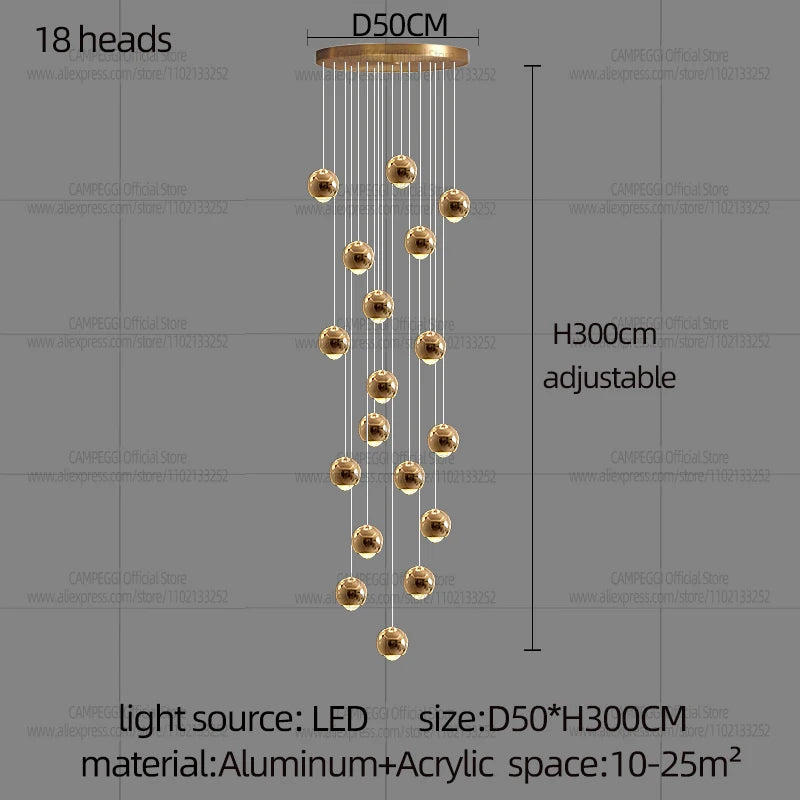 Modern MC THE BLACK DIAMOND LED staircase pendant light hanging in a living room with sleek design and warm illumination.