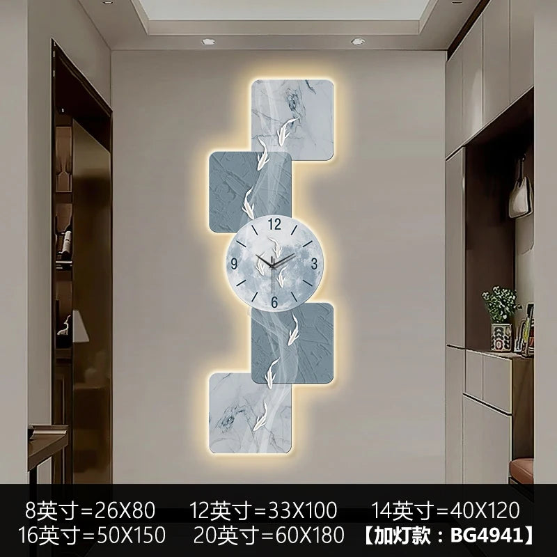 Modern Home Wall Decor Nine Fish Picture Wall Clock Living Room Corridor Mute Clock Painting Advanced Art LED Luminescent Mural - https://mohammadcollection.com