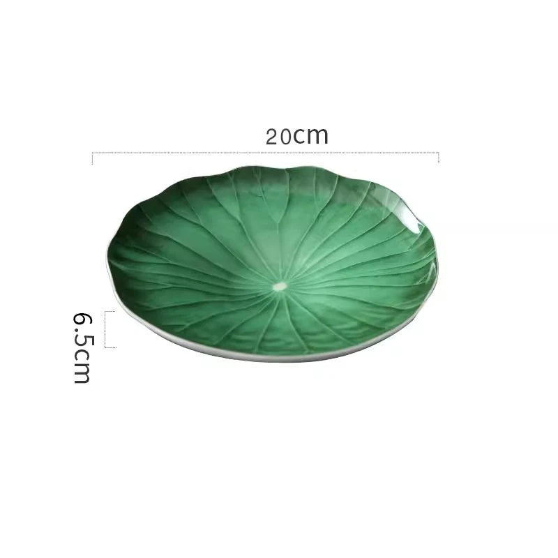 Unique Green Lotus Leaf Plate H