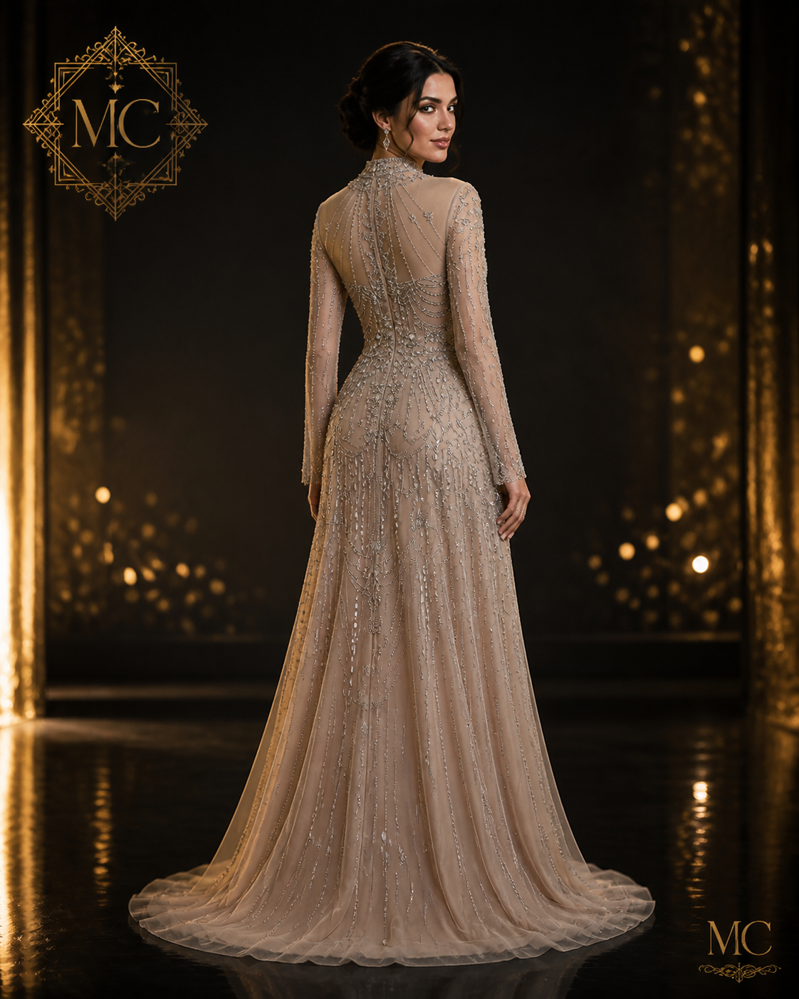 Long Sleeves High Neck Dubai Luxury Evening Dress for Women Wedding Party Arabic Formal Gowns SS587 Customized