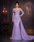Elegant one-shoulder evening dress in luxurious tulle by MC THE BLACK DIAMOND, featuring a flowing silhouette and sophisticated design.
