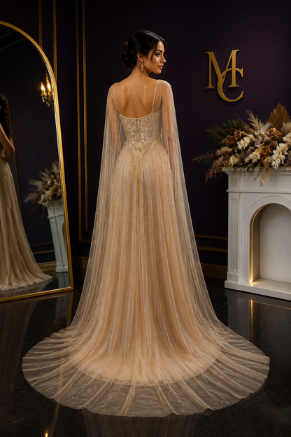 Elegant MC THE BLACK DIAMOND formal evening dress with a fitted silhouette and intricate detailing, perfect for special occasions.