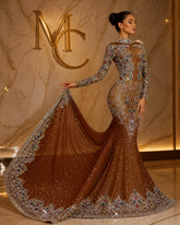 MC THE BLACK DIAMOND luxury floor-length dress with sparkling crystals, elegant design, perfect for formal occasions.