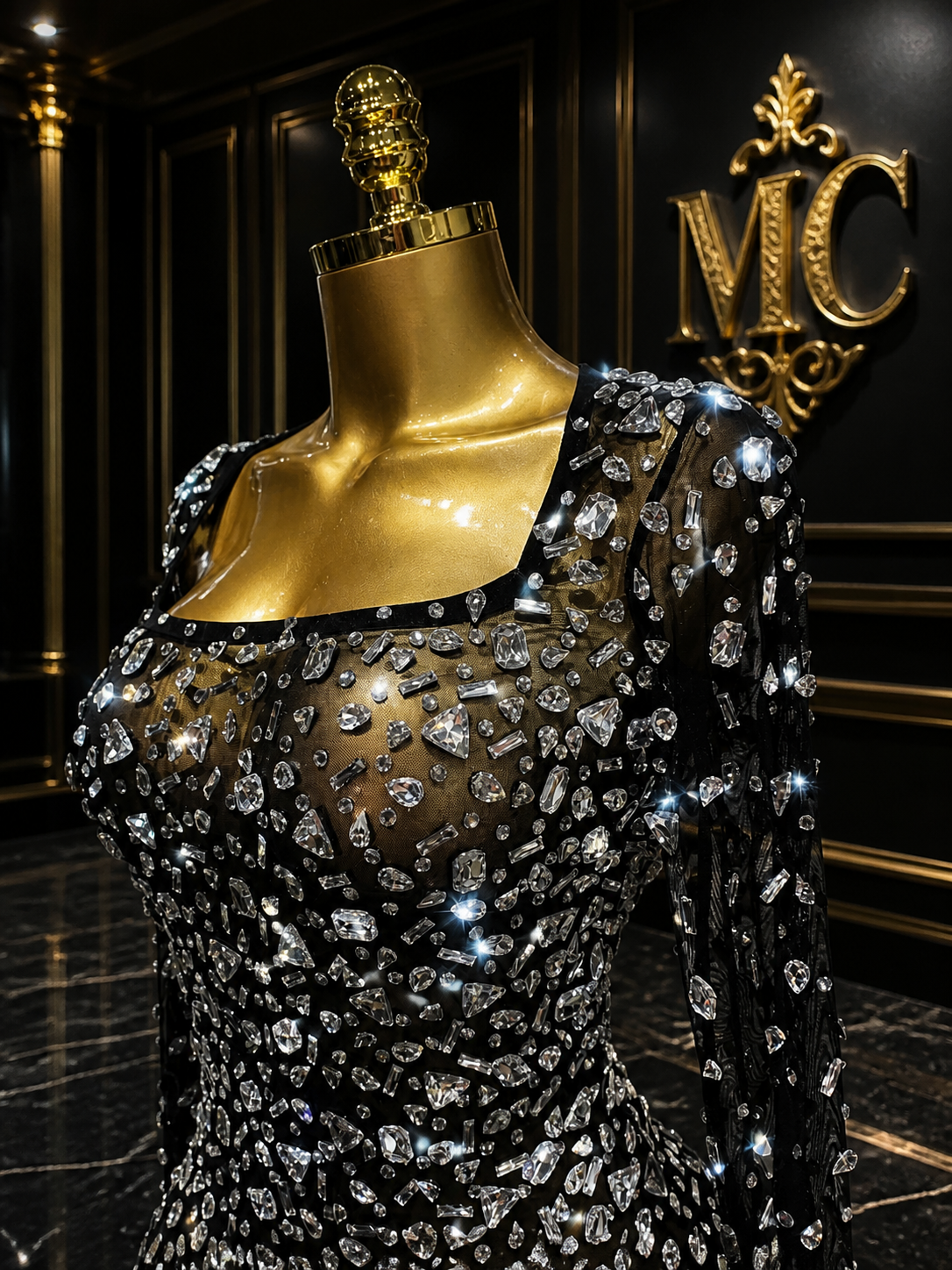 MC Sparkling Diamond Elegant Party Short Dress
