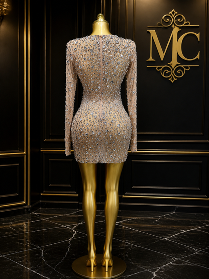 MC THE BLACK DIAMOND sparkling diamond short party dress with elegant design, perfect for special occasions and celebrations.