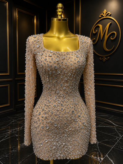 MC THE BLACK DIAMOND sparkling diamond short party dress with elegant design, perfect for special occasions and celebrations.
