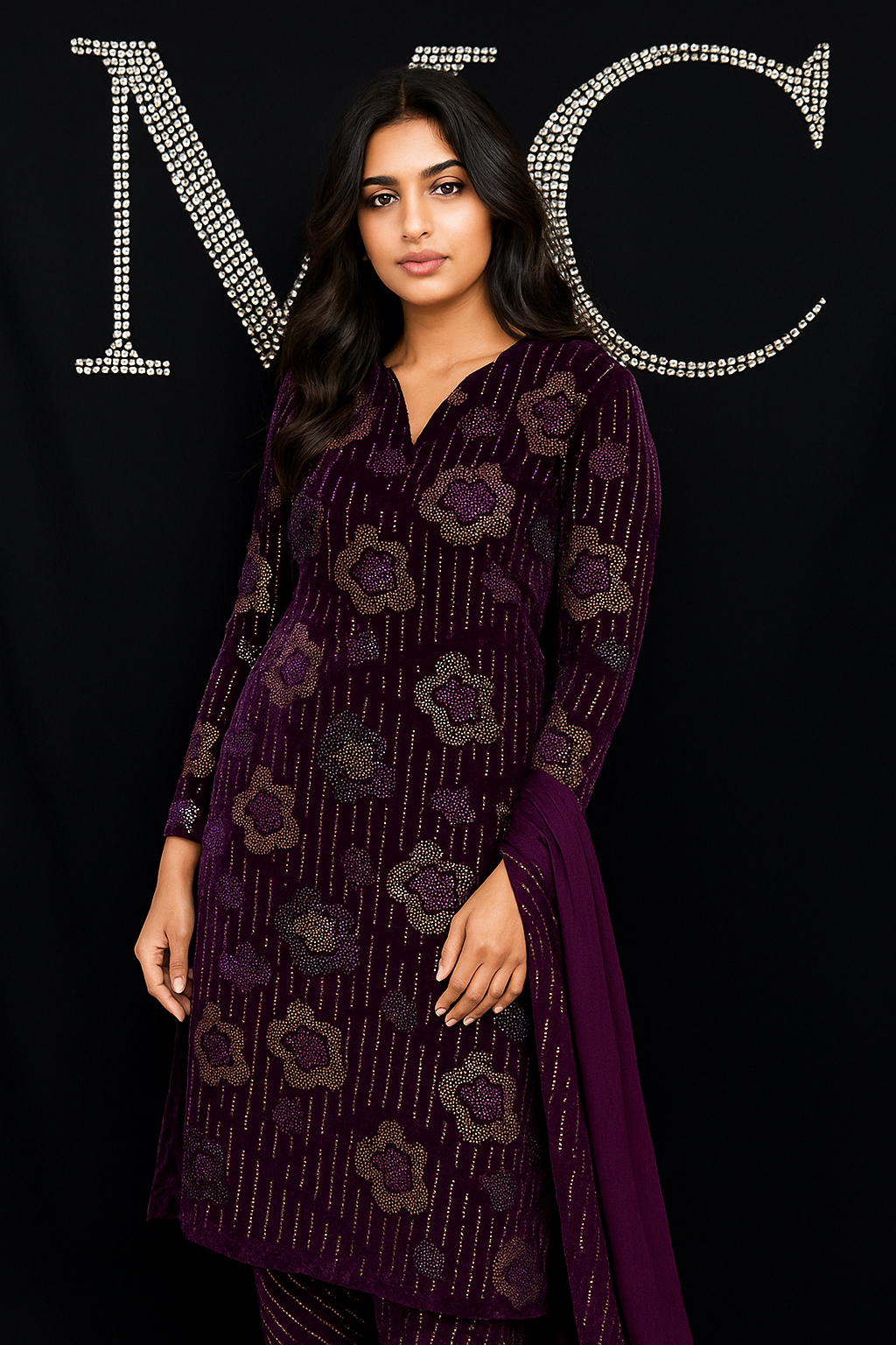 Velvet fabric from Mohammad Collection, 4-meter suit length in rich, smooth velvet with a luxurious appearance.