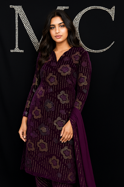 Velvet fabric from Mohammad Collection, 4-meter suit length in rich, smooth velvet with a luxurious appearance.