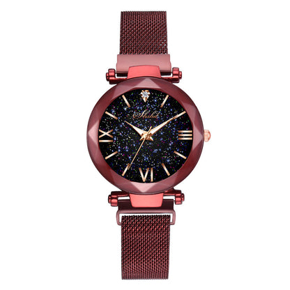 Starry Quartz Watch with Lazy Magnet Strap by Mohammad Collection, featuring a sleek slip-on shoe design with starry detailing.