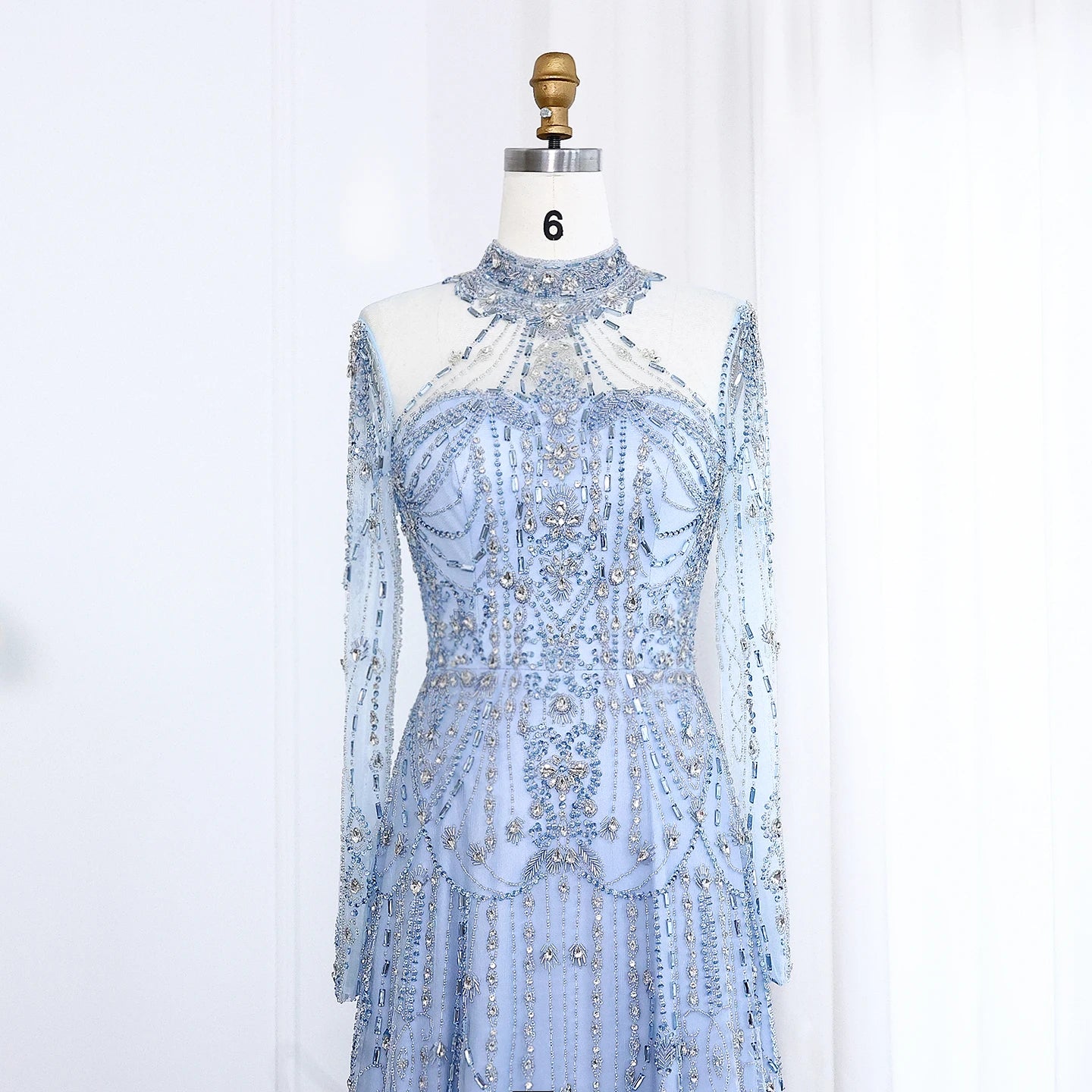 Long Sleeves High Neck Dubai Luxury Evening Dress for Women Wedding Party Arabic Formal Gowns SS587 Customized