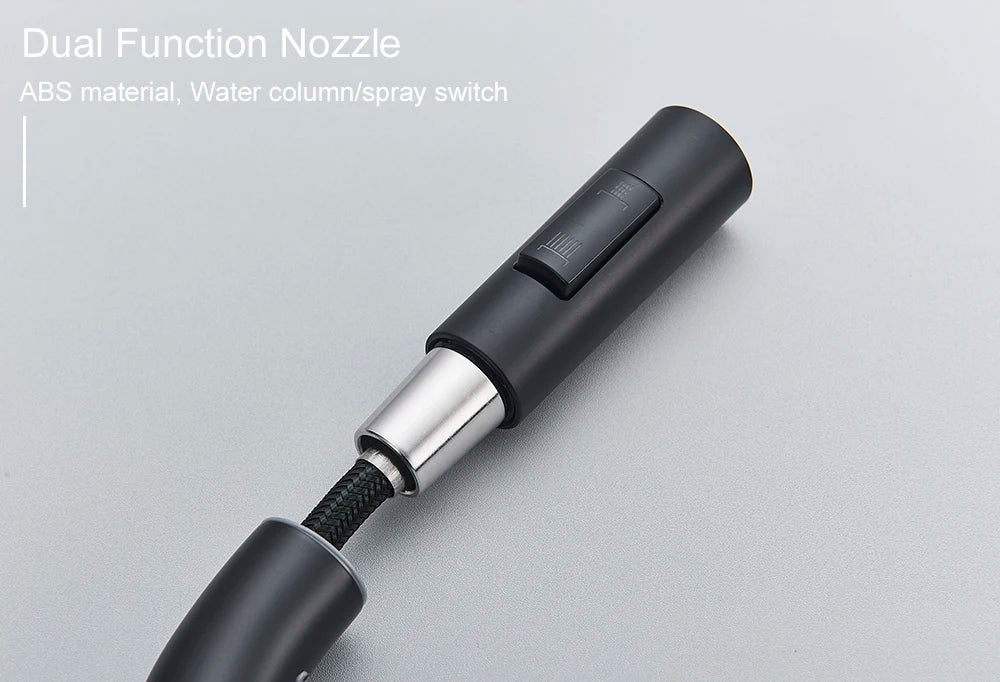 Black MC THE BLACK DIAMOND kitchen sink faucet with pull-out sensor, touch control, and mixer tap for easy kitchen use.