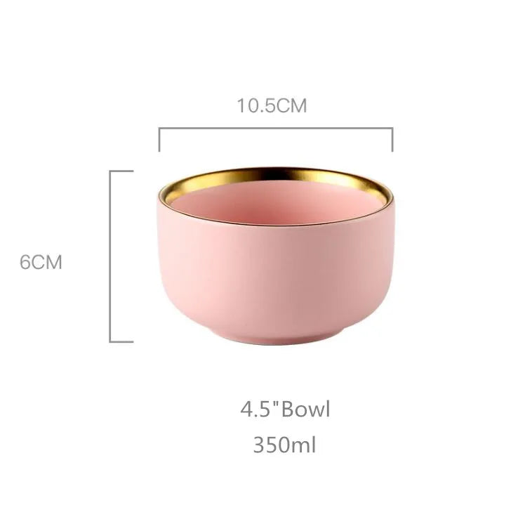 Pink porcelain dinner plate with gilt rim from 𝕄𝕮 𝕋𝕙𝕖 𝔹𝕝𝕒𝕔𝕜 𝔻𝕚𝕒𝕞𝕠𝕟