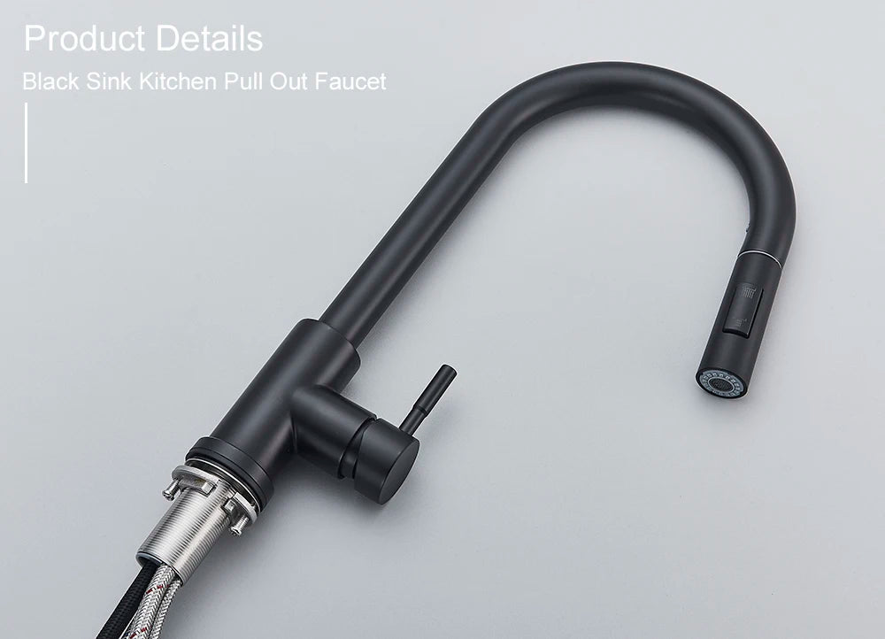 Black MC THE BLACK DIAMOND kitchen sink faucet with pull-out sensor and touch control, modern touch-sensitive kitchen mixer tap